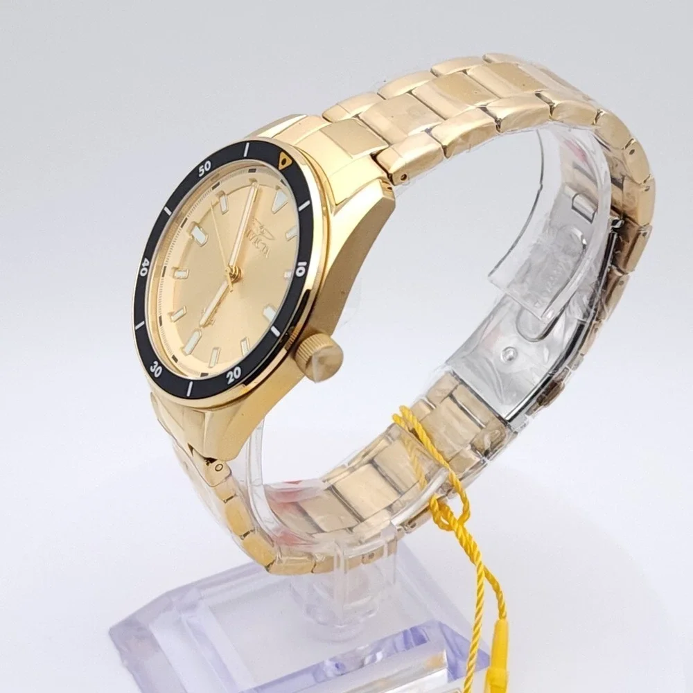 Invicta Ocean Voyage Men's Watch Gold Dial Black Bezel 39mm Steel‎ New